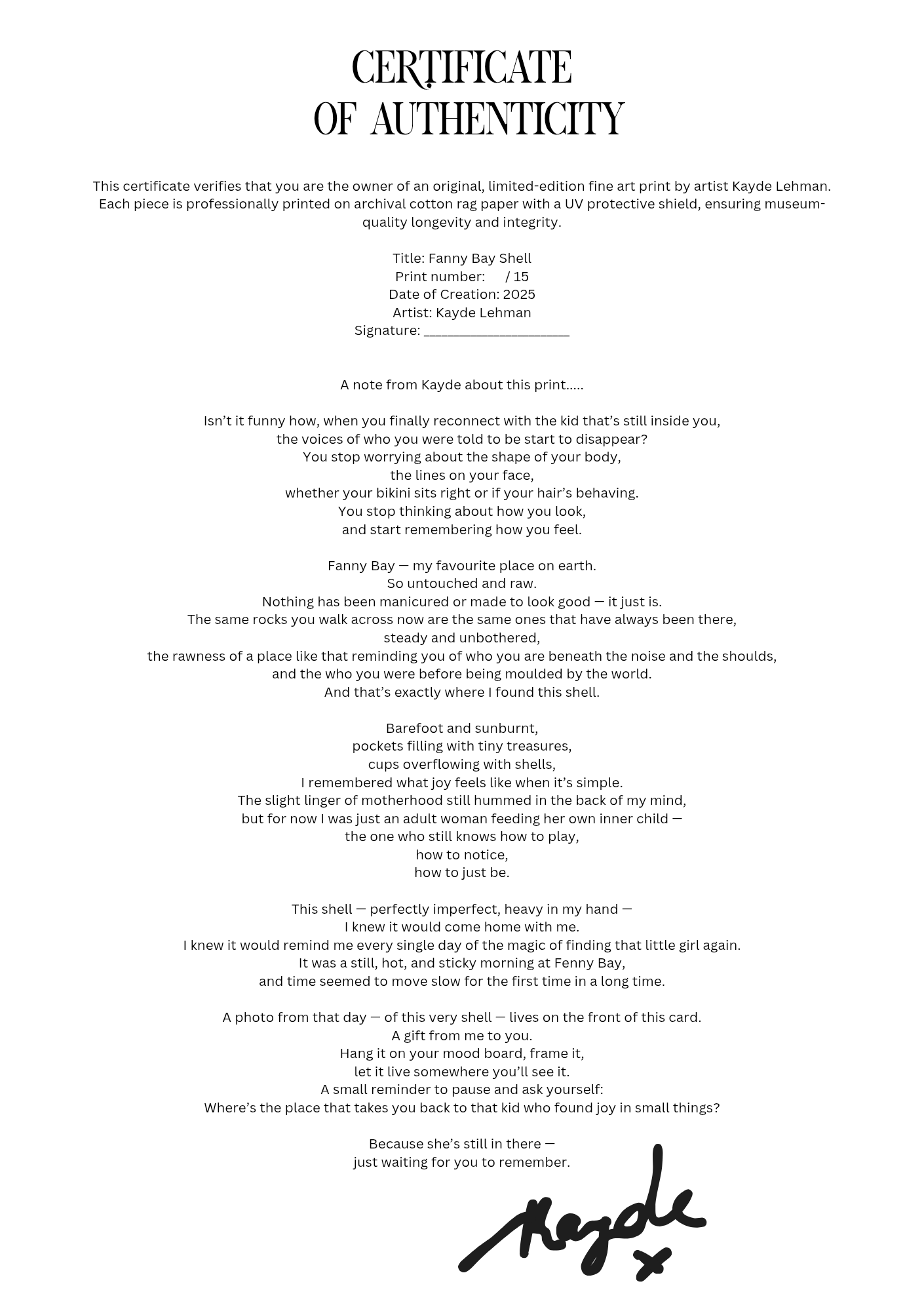 The Shell - Fine Art Print