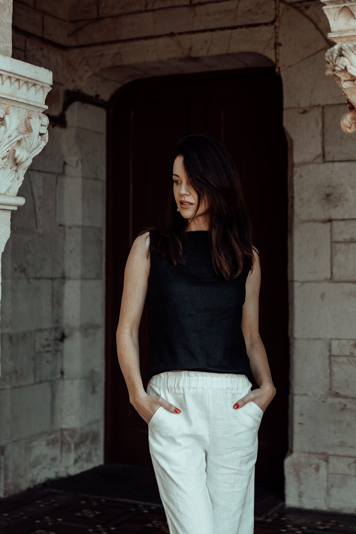 Sleeveless Boatneck Top