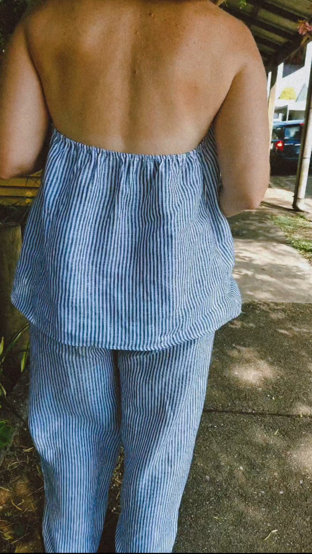 THE AGGIE TOP - PINSTRIPE