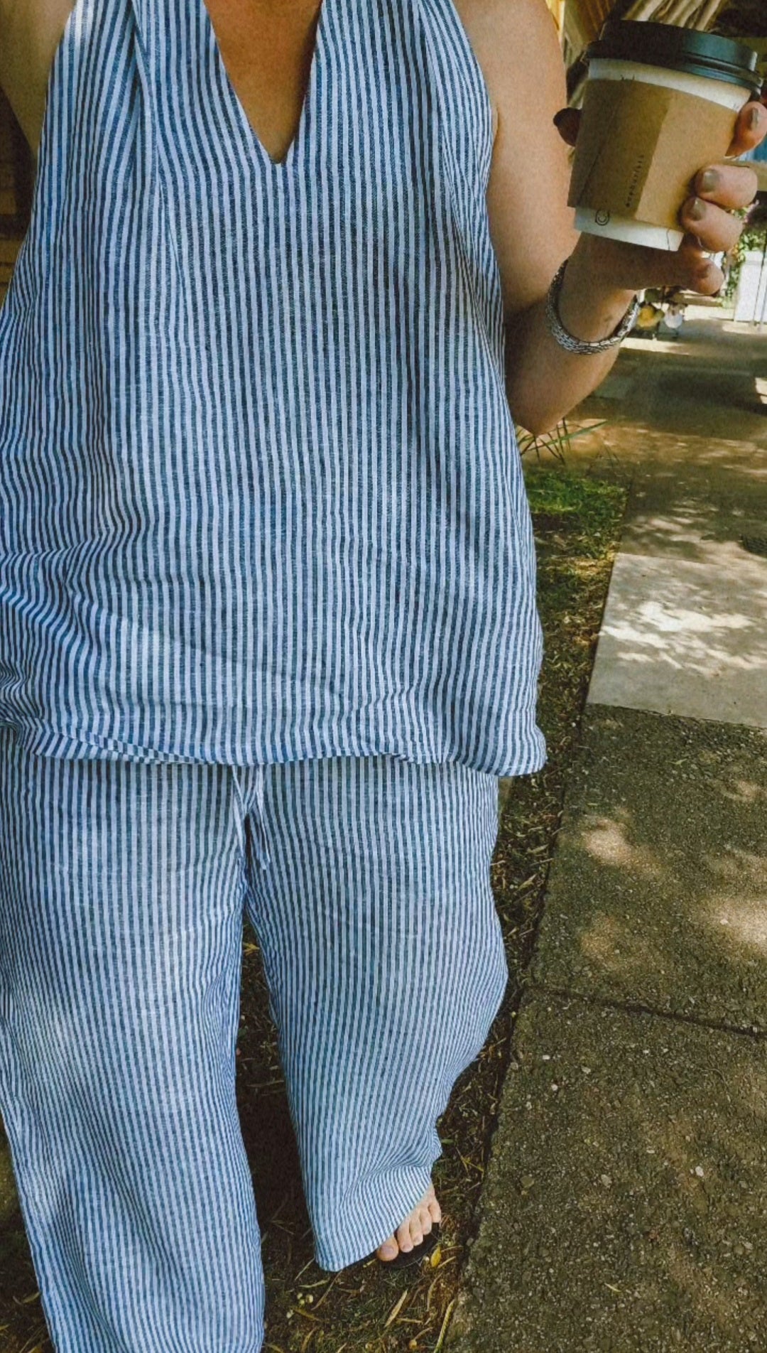 THE AGGIE TOP - PINSTRIPE