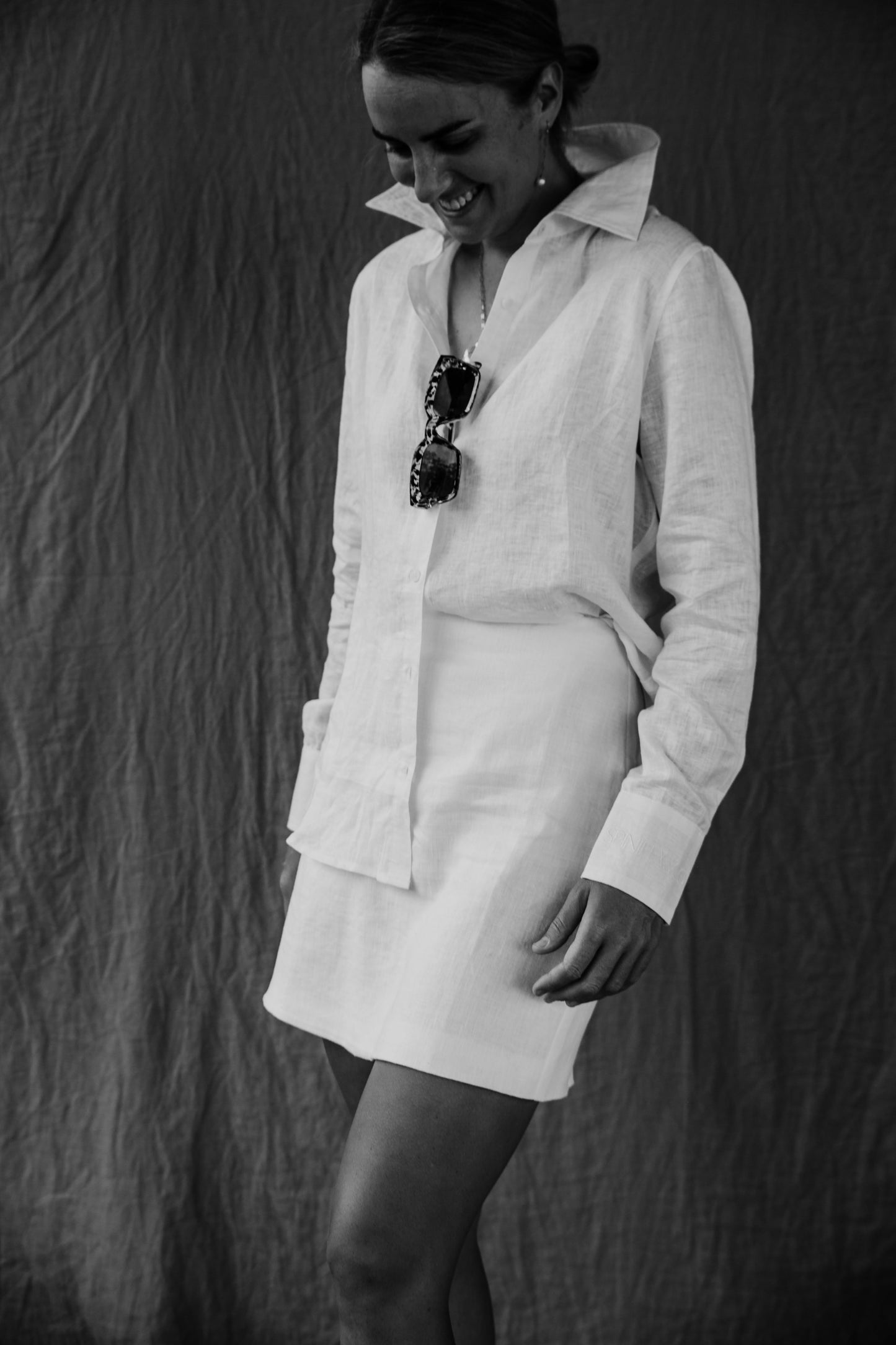 White linen skirt