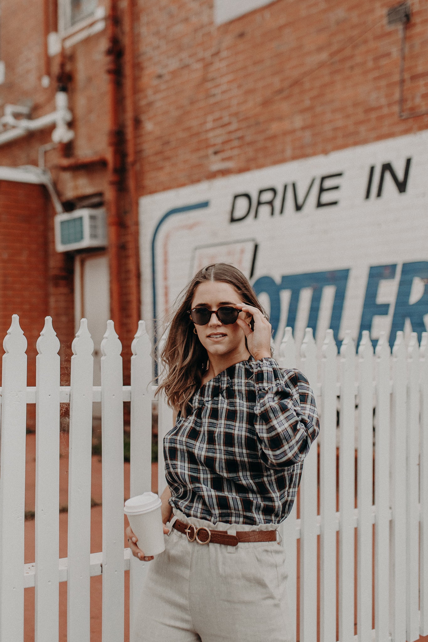 Plaid One Shoulder Top